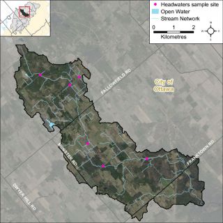 Figure XX Locations of the headwater sampling sites in the Hobbs Drain catchment