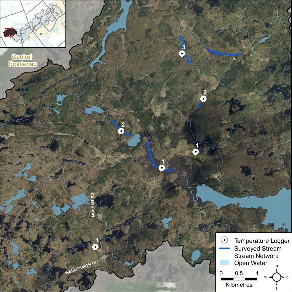 Figure XX Temperature logger locations along Uens and Stub Creek 