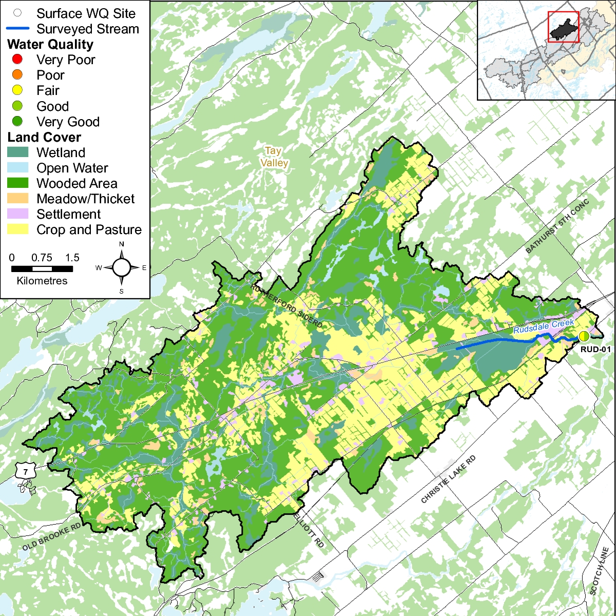 Figure 2 Water quality monitoring sites on the Rudsdale Creek in the Rudsdale Creek Catchment  